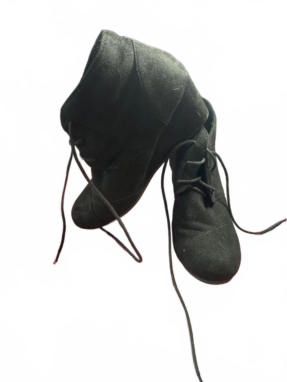 Black Suede Lace-Up Ankle Boots, Size 7M